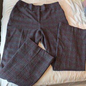 Veronica Beard Wide Leg Trousers Size 18 Gray Plaid Wool Pants